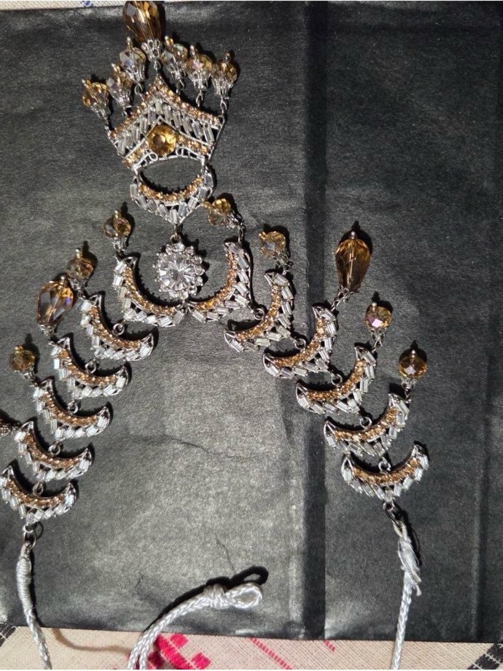 Crystal Drop Statement Necklace with Gold Accents
